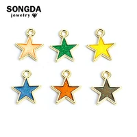 alloy metal drop oil five pointed star charms enamel for jewelry accessories pendant making diy bracelet necklace handmade craft