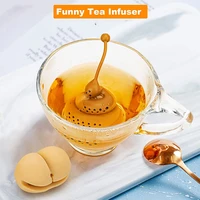 reusable silicone tea infuser creative poop shaped funny herbal tea bag loose tea coffee filter diffuser strainer tea accessorie
