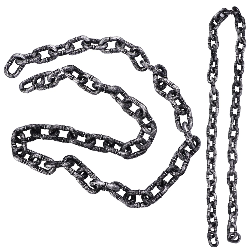 

2 Pcs Simulation Big Iron Chain Cosplay Fake Decoration Halloween The Costume Plastic Pp Props Link Chains