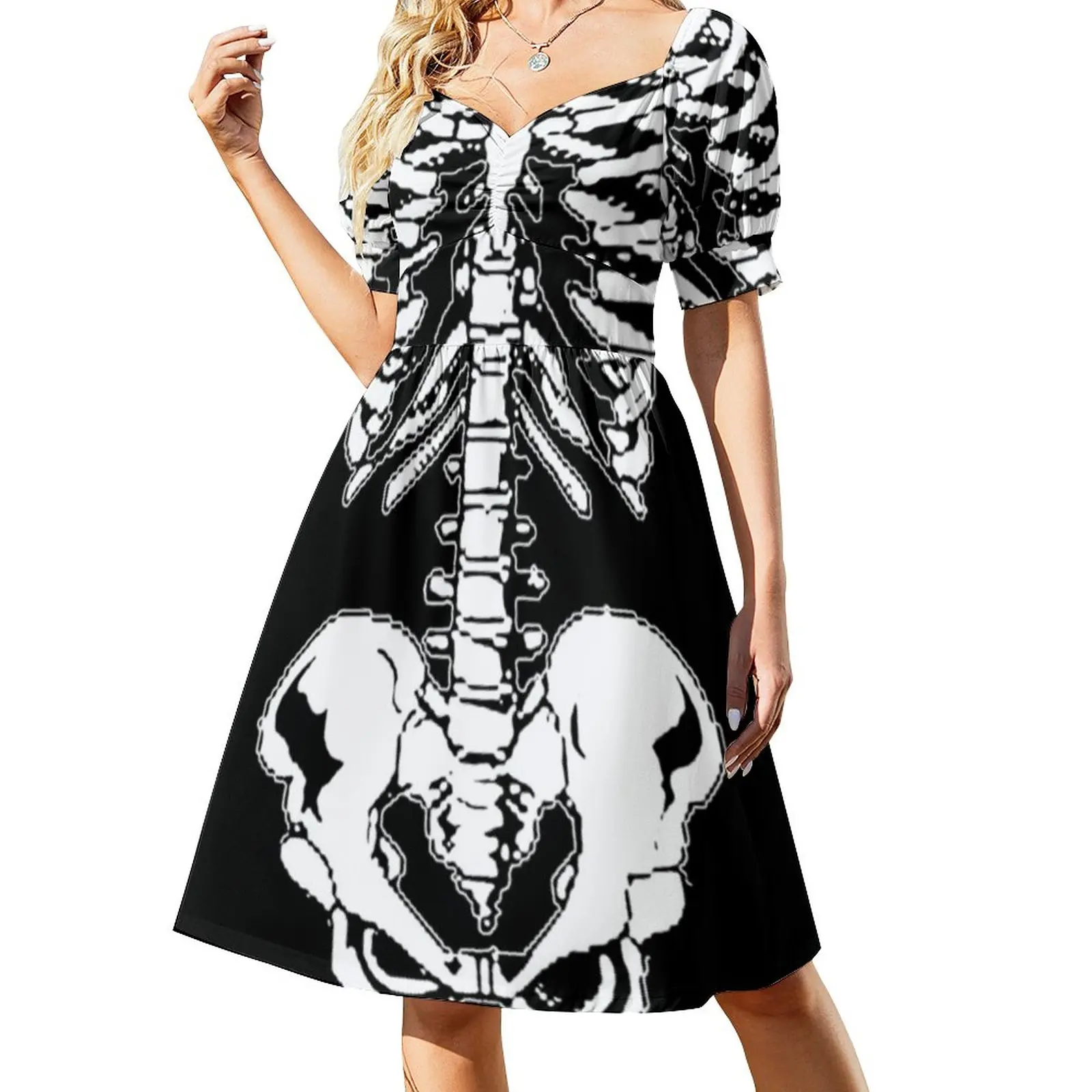 

Женское Повседневное платье с принтом таза и V-образным вырезом