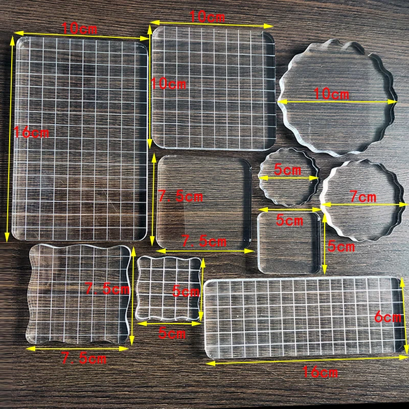 

Transparent Acrylic Plate Pad Clear Acrylic Handle Block Acrylic Holder for Stamps DIY Scrapbooking Photo Album Decoration Tool