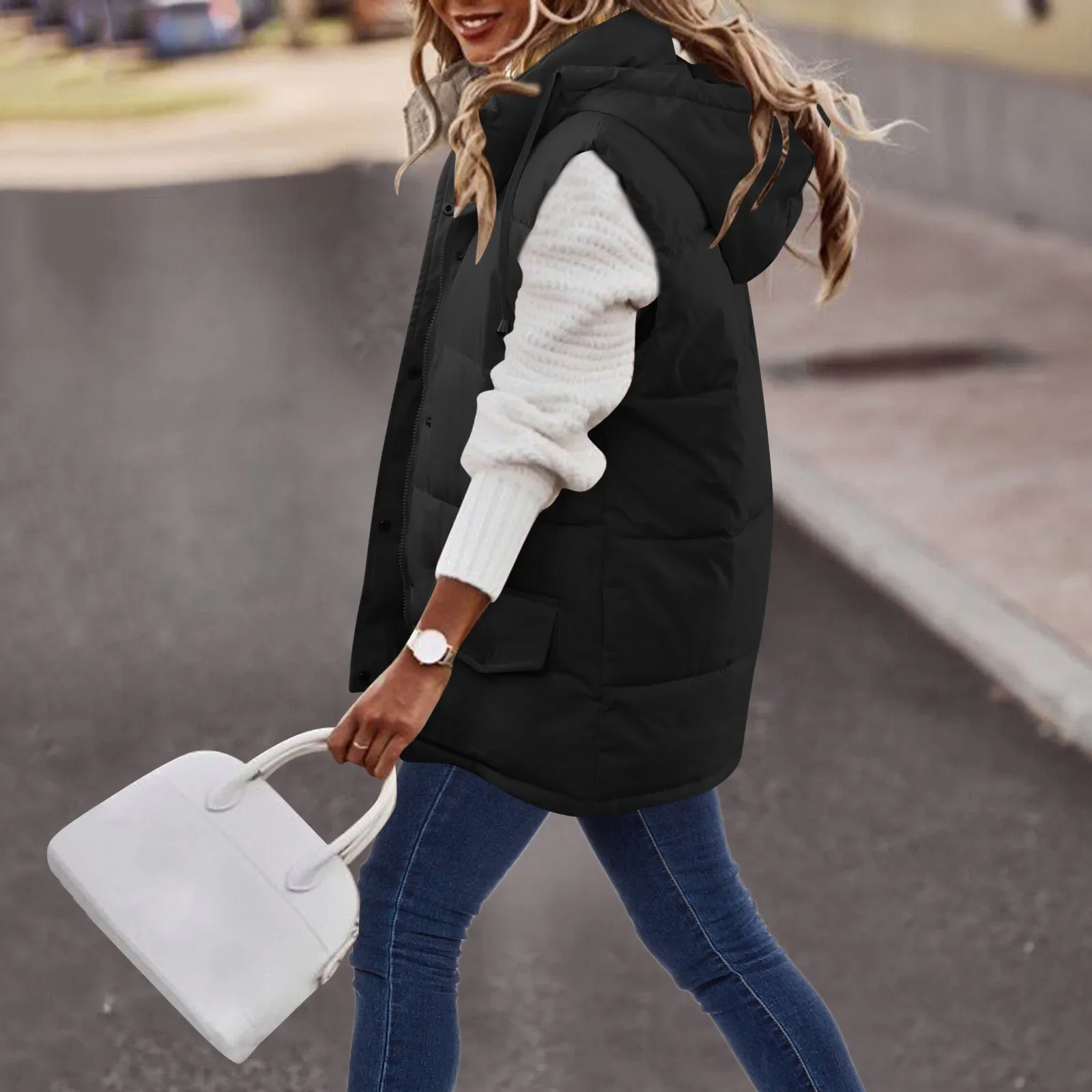 

Женский пуховой жилет без рукавов с капюшоном, упакованный пуховой жилет, куртка, блузка, топ в стиле «преппи» для занятий спортом, женская о...