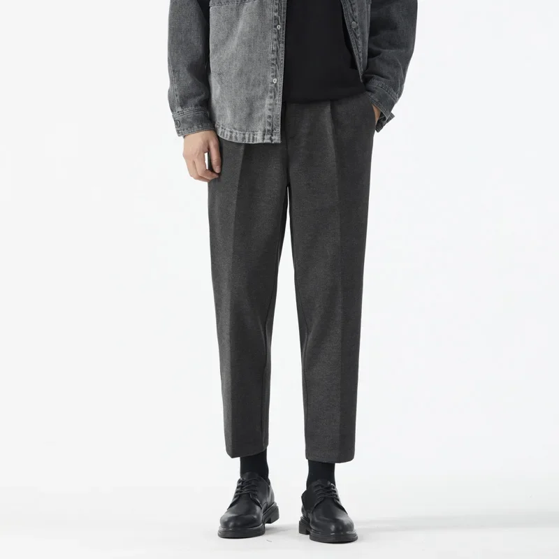 2024 осень/зима толстые мужские шерстяные повседневные прямые брюки модные