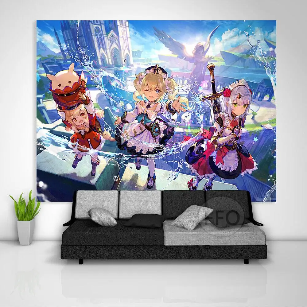 

Аниме игра геншин ударный персонаж настенный Декор постер кавайное украшение для комнаты мультяшные рисунки эстетический фон для новорожд...