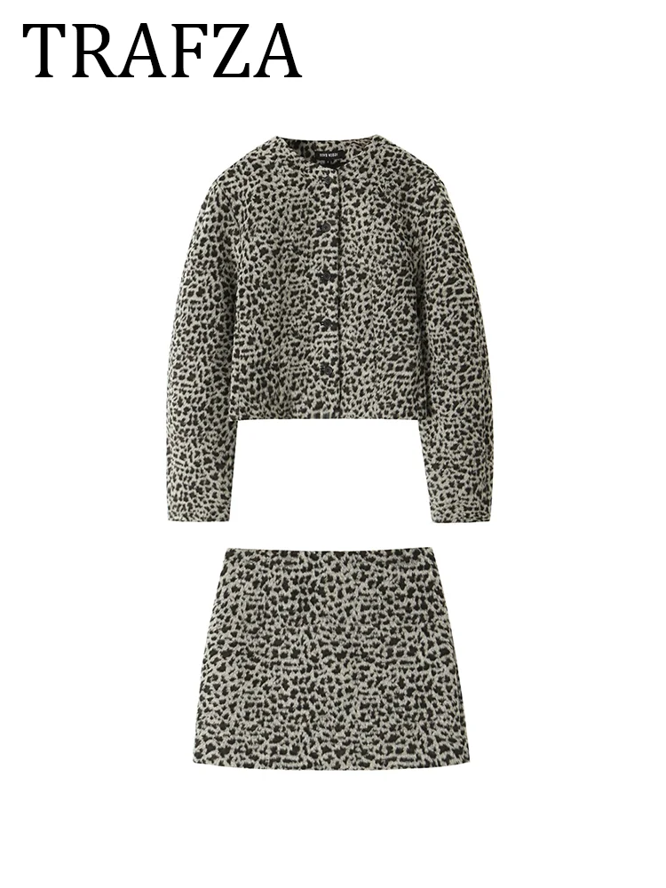 TRAFZA Женский комплект из 2 предметов Шикарный однобортный с круглым вырезом и