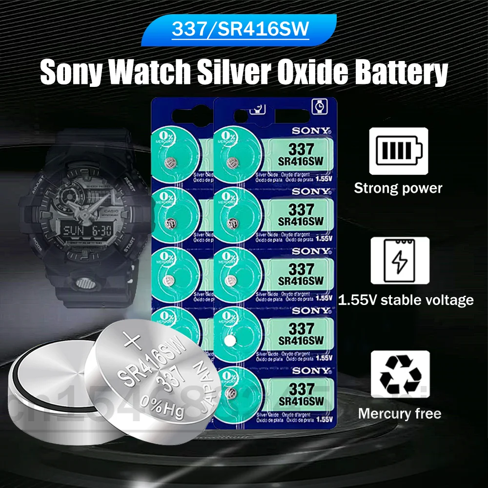 200 шт. 100% Sony 337 SR416SW 1 55 в аккумулятор из оксида серебра для часов детской камеры