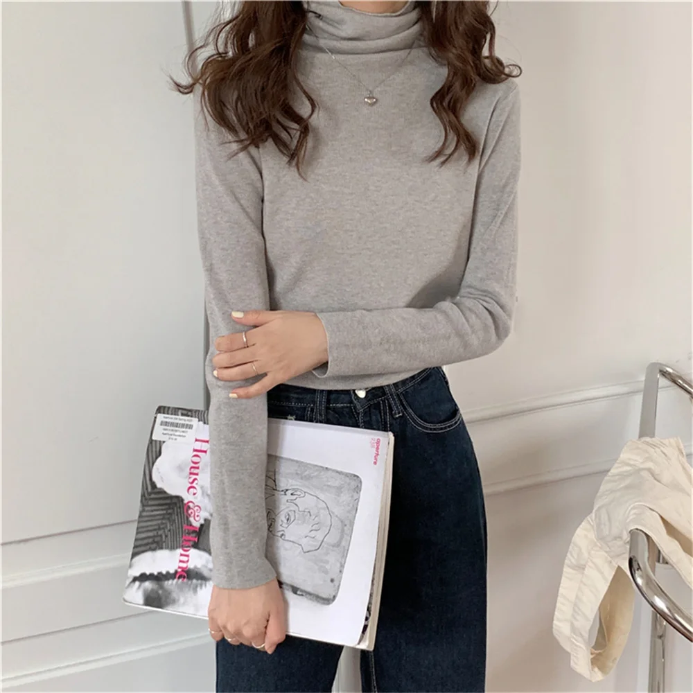 

PLAMTEE Basewear OL Sweaters Bottoming Women Thicken Warm Solid Soft New 2022 Loose Chic Winter Slim Knitted Hot Pullovers