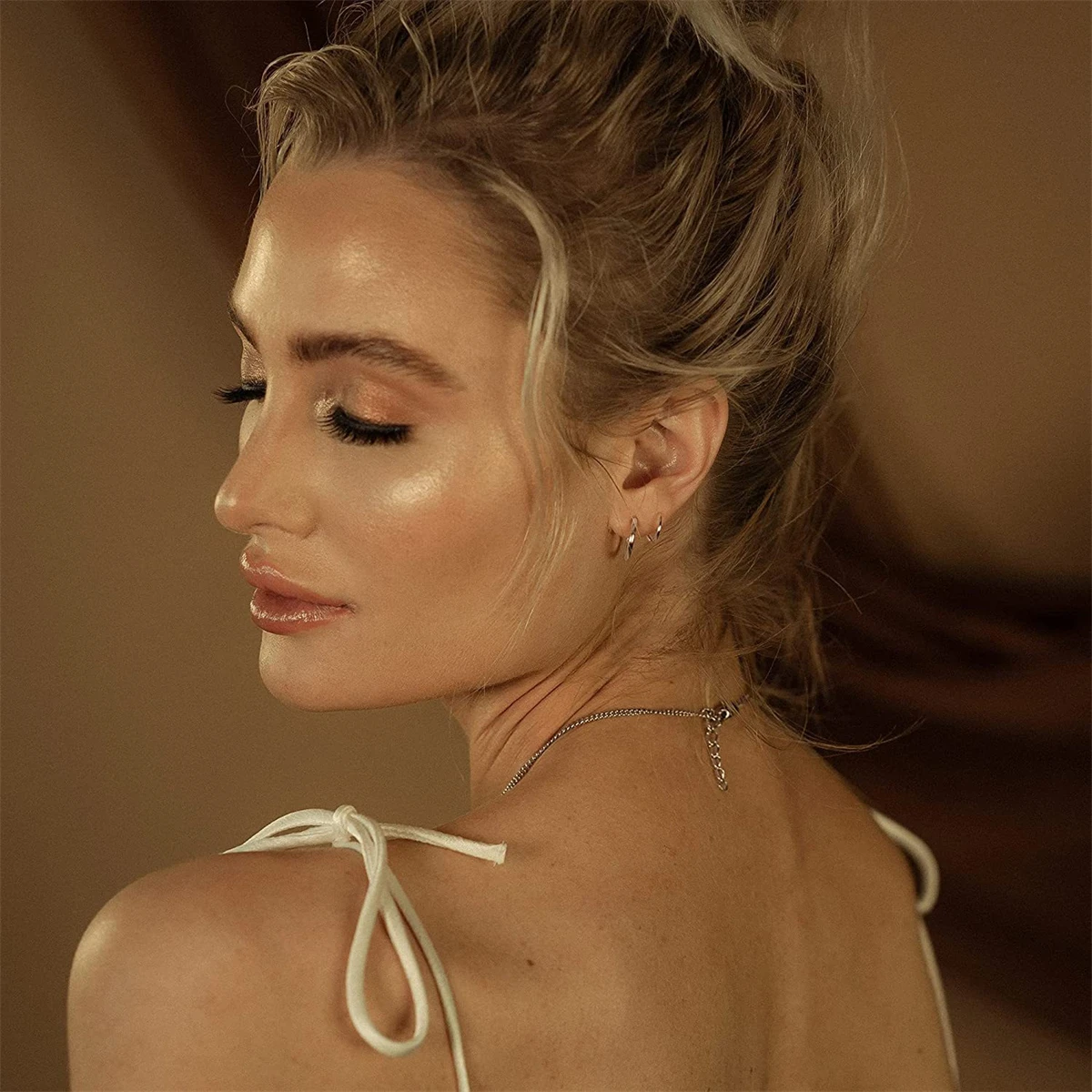 Новый продукт: спиральные двойные кольца витые серьги медное покрытие 14k