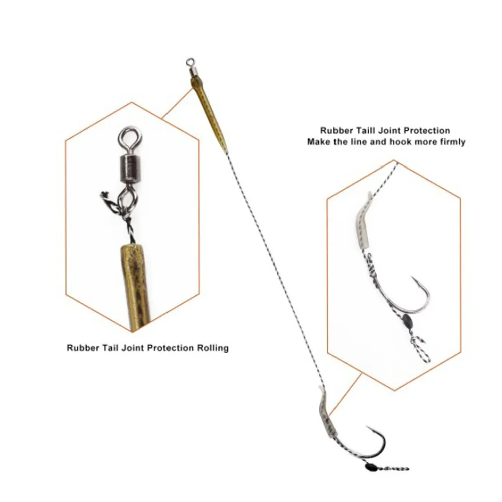 

Fishing Bait Tool Premium Grade Carp Fishing Hair Rigs 6pcs Curved Barb Leader Hooks with Boilie Bait Rig Stops