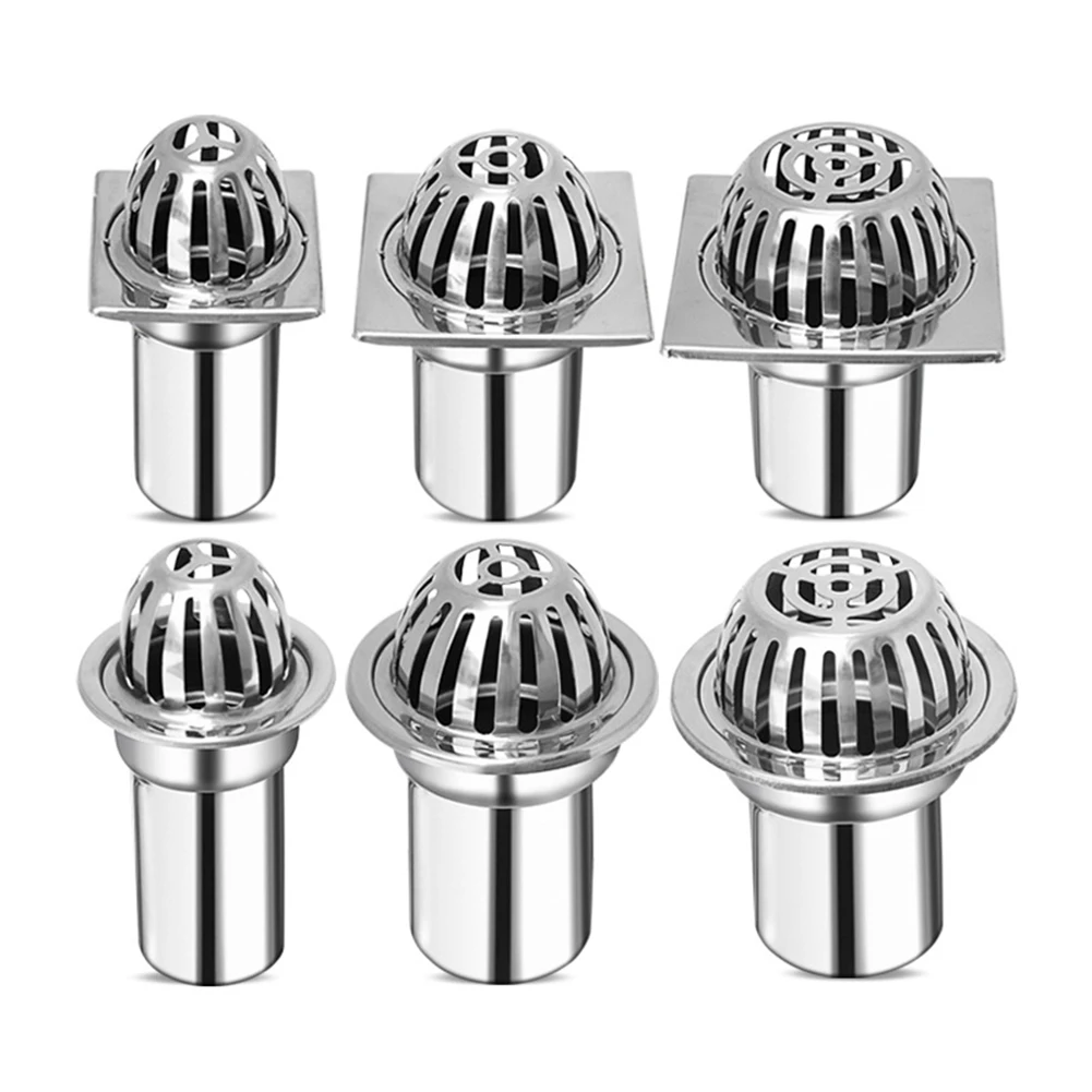 

Rain Pipe Cap Floor Drain Stainless Steel Rain Strainer Anti-blocking Balcony Roof Drainage Detachable Drainage