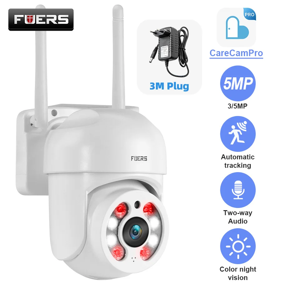 

FUERS 3MP 5MP WIFI IP Camera PTZ Control Outdoor Two Way Audio Human Detection Auto Tracking H.265 CCTV Security Camera