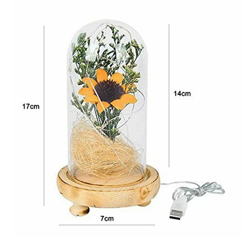 Очаровательный подсолнух цветок лампа Искусственный Подсолнух в стеклянном