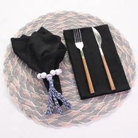 Cotton Cloth Dinner Napkins Black Color Table Place Mats Washable Party Holiday Rustic Farm Country Wedding Kitchen Decoration