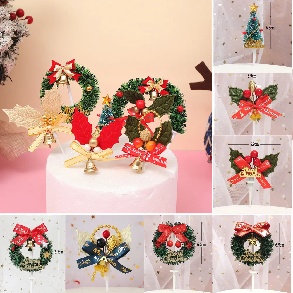 

INS Merry Christmas Party Cake Toppers Xmas Tree Xmas Cake Topper For Home Happy New Year Party Cake Decorations