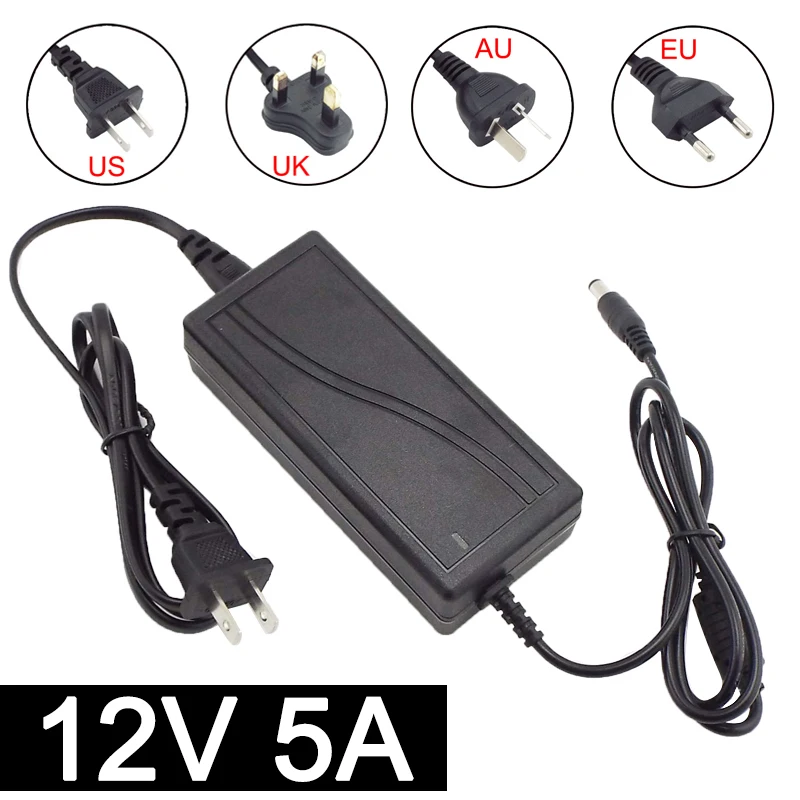 12V 5A 5000ma AC 110V 220V to DC 12V 5A Adapter Power Supply Converter charger switchSwitching Power Supplies 12volt Universal