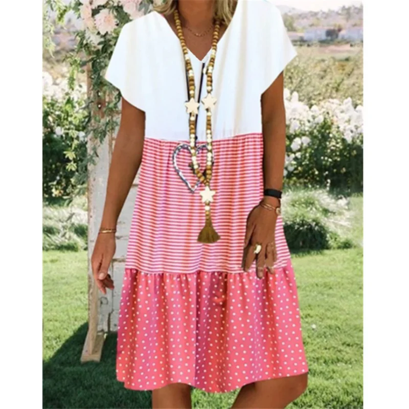 

Платье женское пляжное в горошек, до щиколотки, с V-образным вырезом