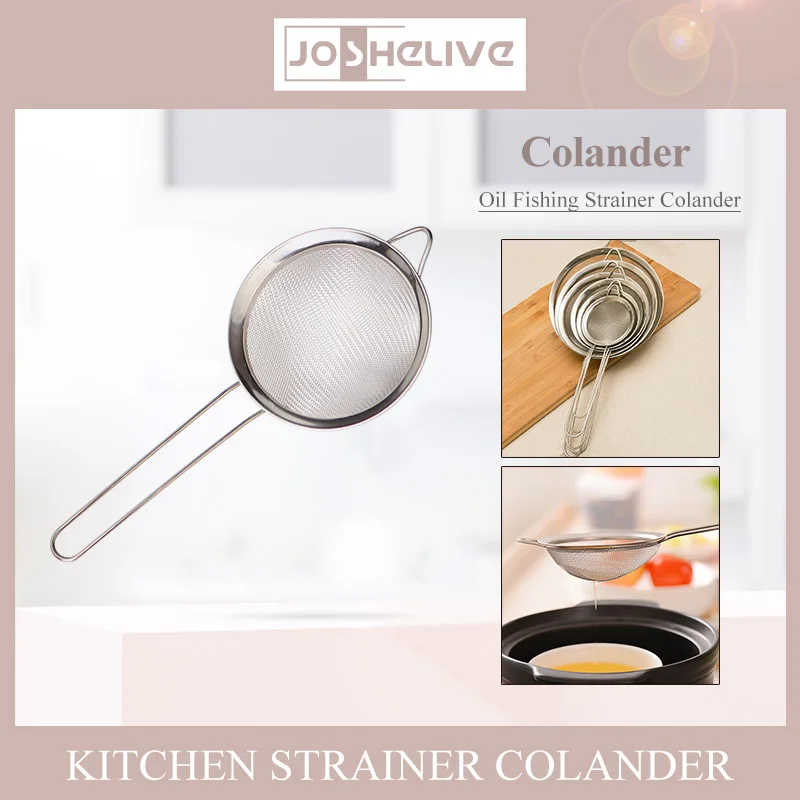 

304 Stainless Steel Fine Mesh Strainer Sieve Juice Egg Filter Colanders Coffee Tea Vegtables Filtering Food Kitchen Accessories