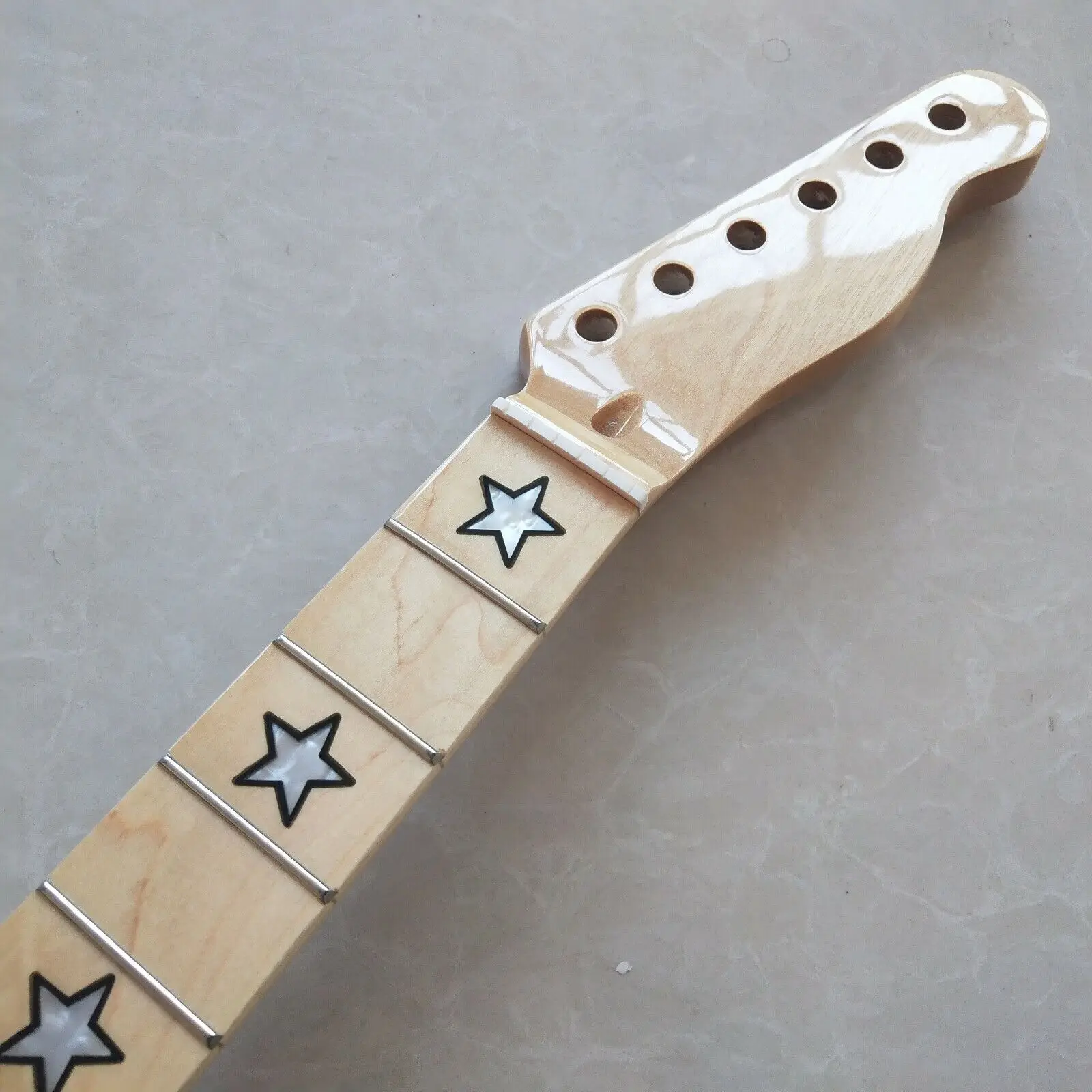 Enlarge Star Inlay Maple Gloss Electric Guitar Neck Parts 22 fret 25.5in Maple Fretboard
