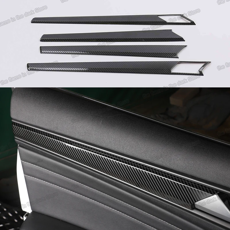 

carbon fiber Car Interior Door Handle Holder Trims Decoration for Ford Territory 2019 2020 2021 Accessories Auto Styling