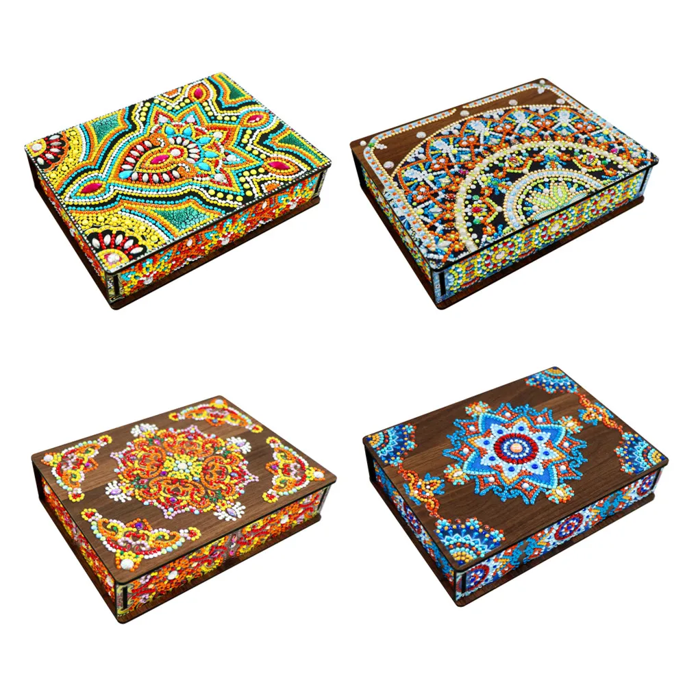DIY diamond painting jewelry box wooden box Mosaic Embroidery Cross Stitch kits Ring Jewelry Storage box for girlfriend gifts