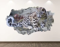 baby leopard wall decal animal 3d smashed wall art sticker kids room decor vinyl home poster custom gift kd239