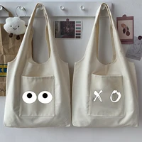 fashion shopping bag casual street hobo bag woman bag chest funny graphic print beige ladies commuter tote bag canvas repeatable