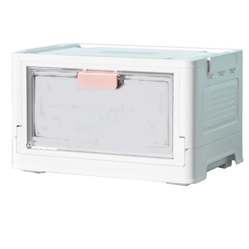 

1 PCS Folding Storage Box With Lid Wheels Stackable Save A Space Container Travel Folding Storage Box