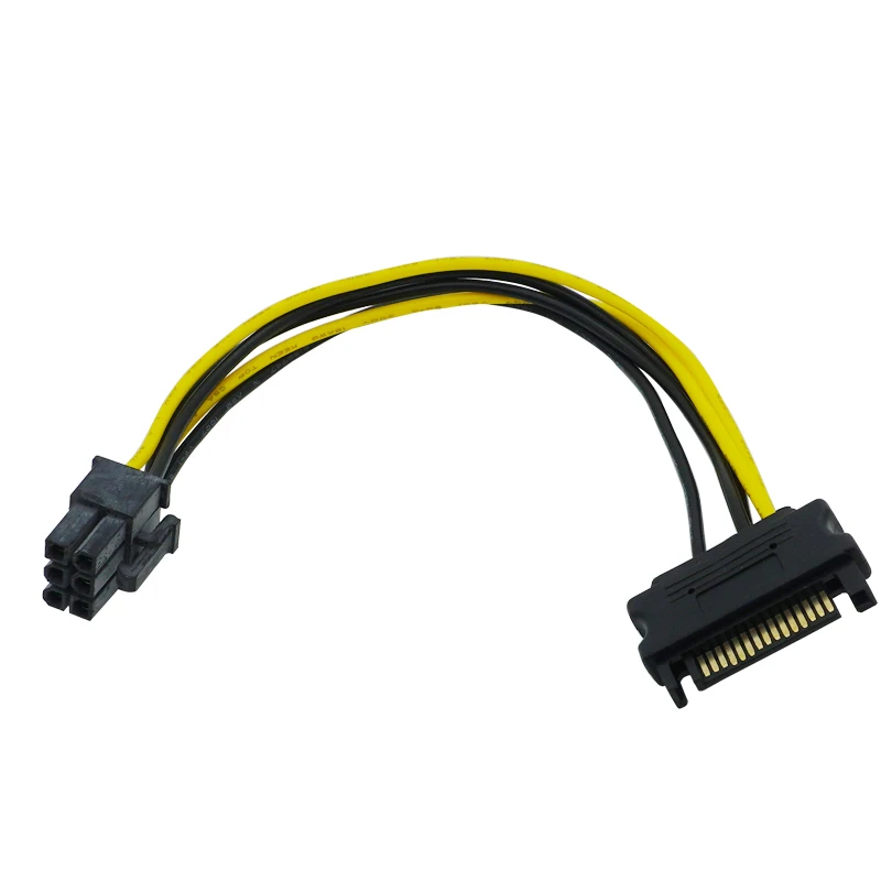 

15Pin SATA to 6Pin Power Cable Adapter Connector 6 Pin PCI-E PCI Express Adapter Graphics Video Card Converter Cable HY981