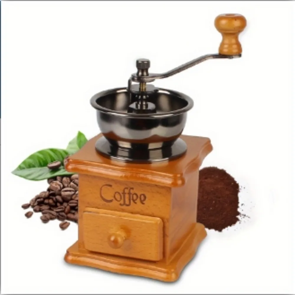 Винтажная Деревянная Ручная Кофемолка Классическая Домашняя Кухонная Мельница