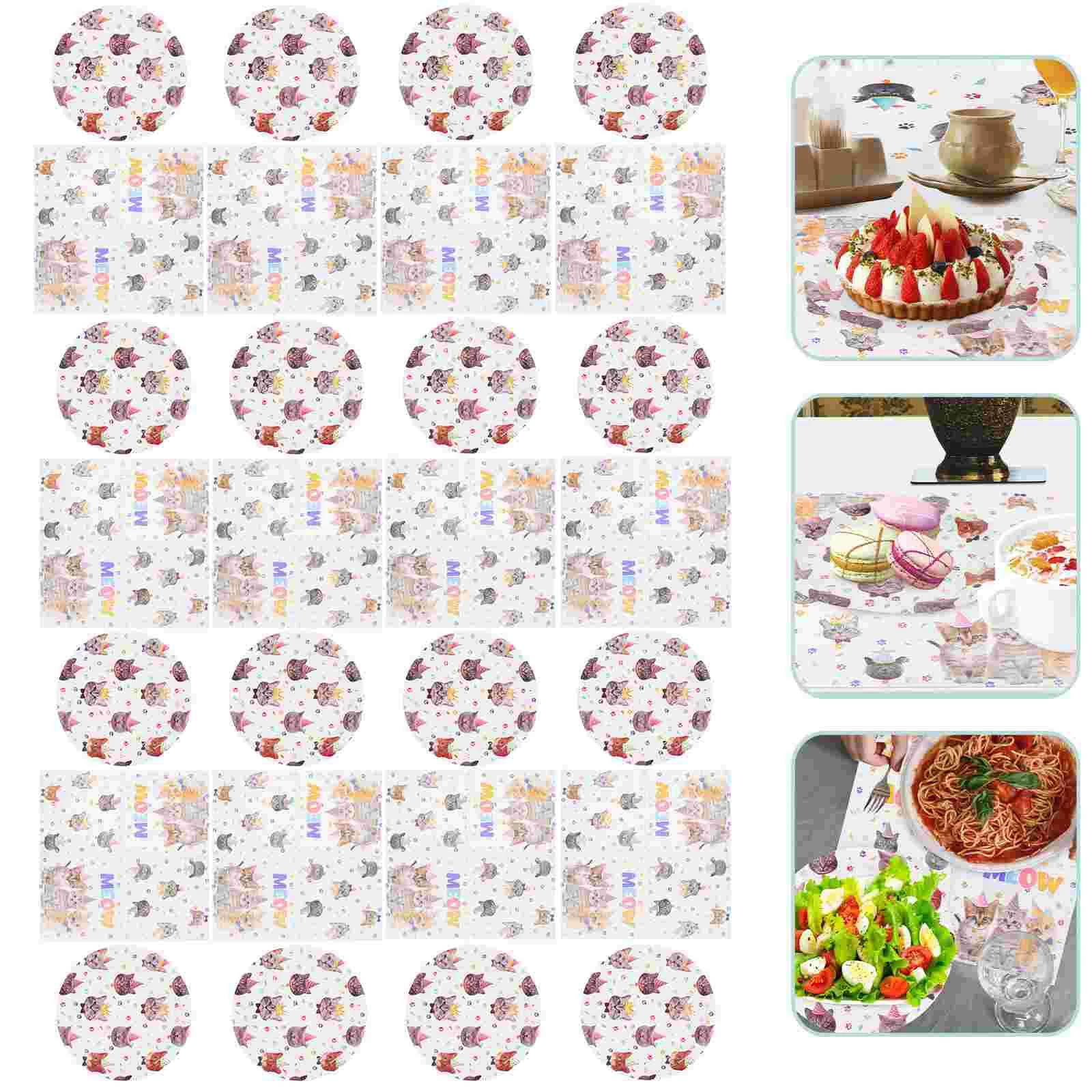 Товары для дня рождения на тему кошки бумажные тарелки украшение котенка посуда +