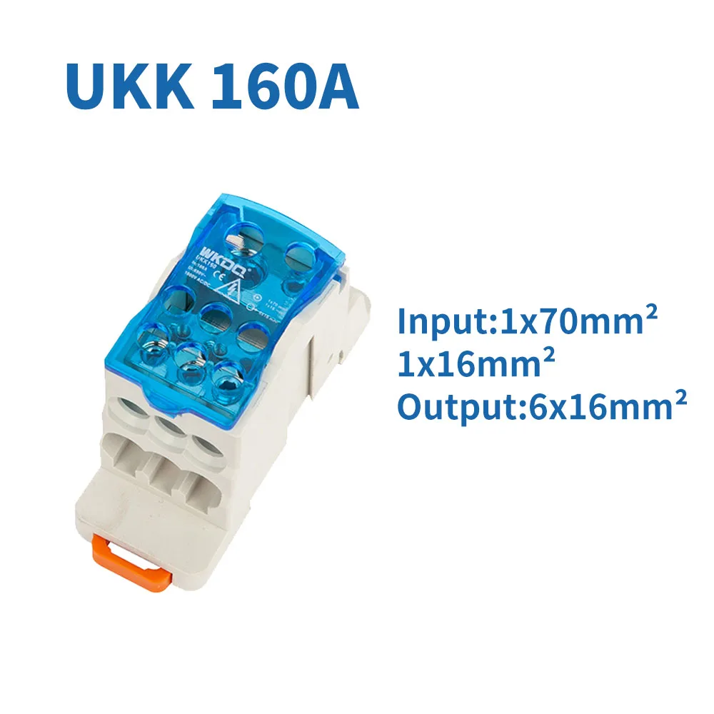 1Pc UKK160A UKK-160A Junction 1 In 6 Out Universal Wire Electrical Connector Din Rail Terminal Block Power Distribution Box