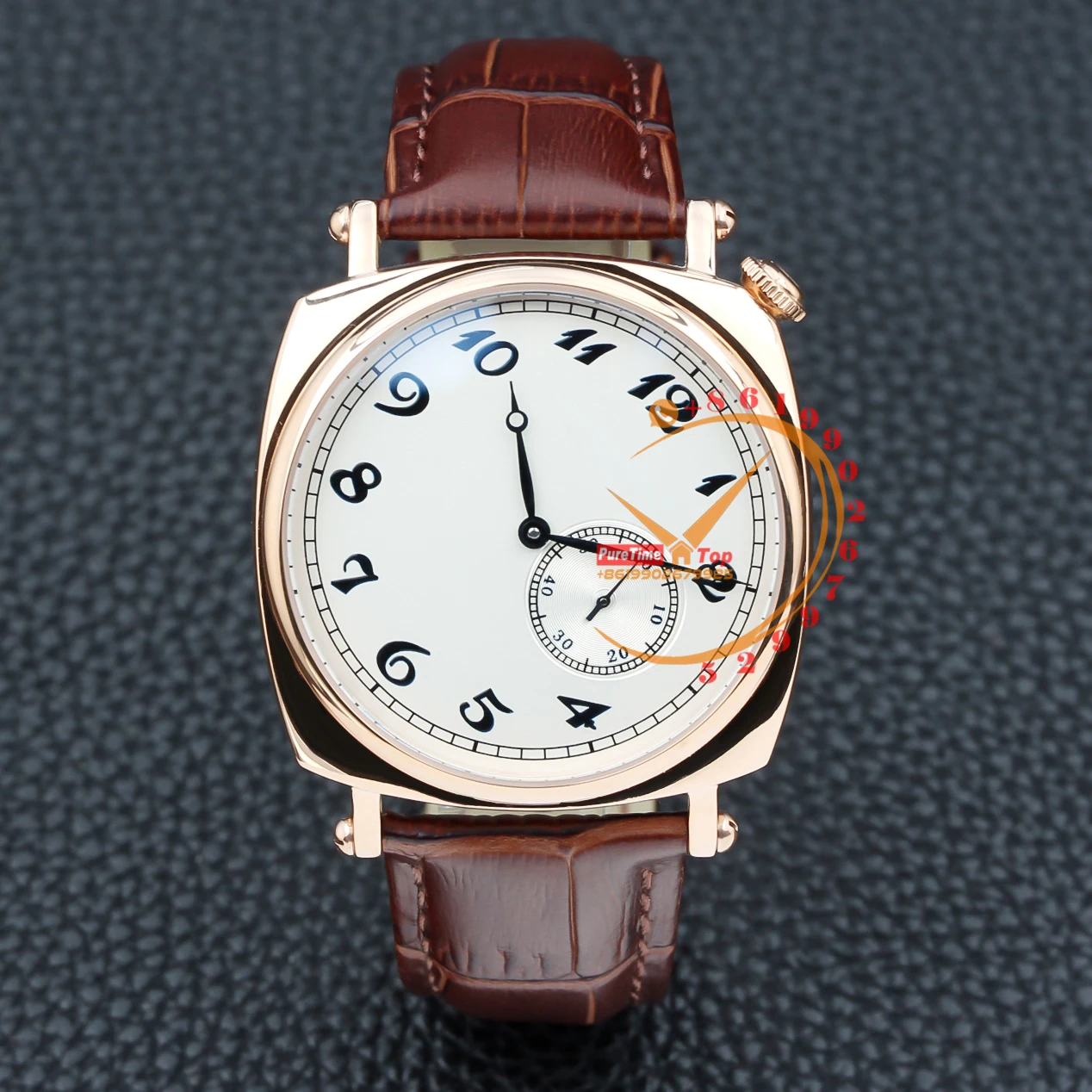 

Historiques American 1921 82035 Automatic Mens Watch Rose Gold White Dial Number Markers Brown Leather Clone 2023 Top Brand New