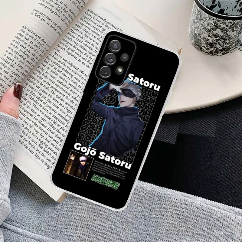 JJK Satoru Gojo Чехол для мобильного телефона Samsung Galaxy S23 S22 S21 Plus Ultra A12 A32 A53 Прозрачный