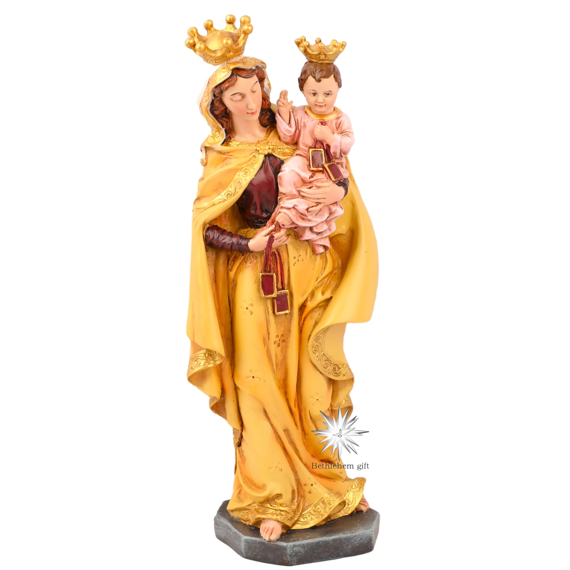 

25cmH Our Lady of Mount Carmel Virgin Mary & Child Statue Sculpture Holy Figurine for Home Catholic Decorative Ornament