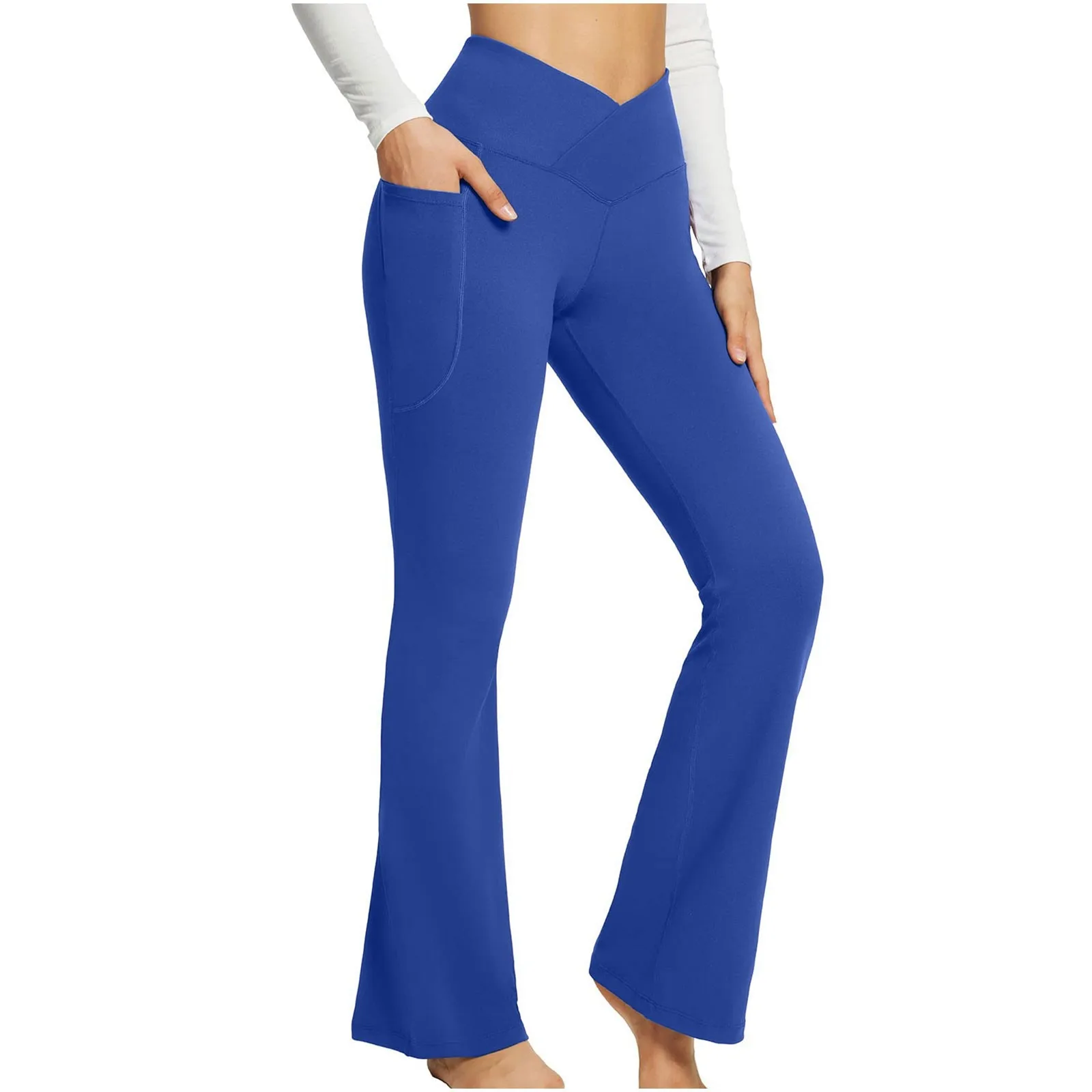 2023 Spring and Summer Solid Color Casual Micro-launched High Waist Slim Wide-leg Yoga Fitness Pants Women's Clothing