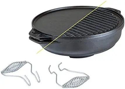

Cast Iron Cook-It-All Kit. Five-Piece Cast Iron Set includes a Reversible Grill/Griddle 14 Inch, 6.8 Quart Bottom/Wok, Two Heavy