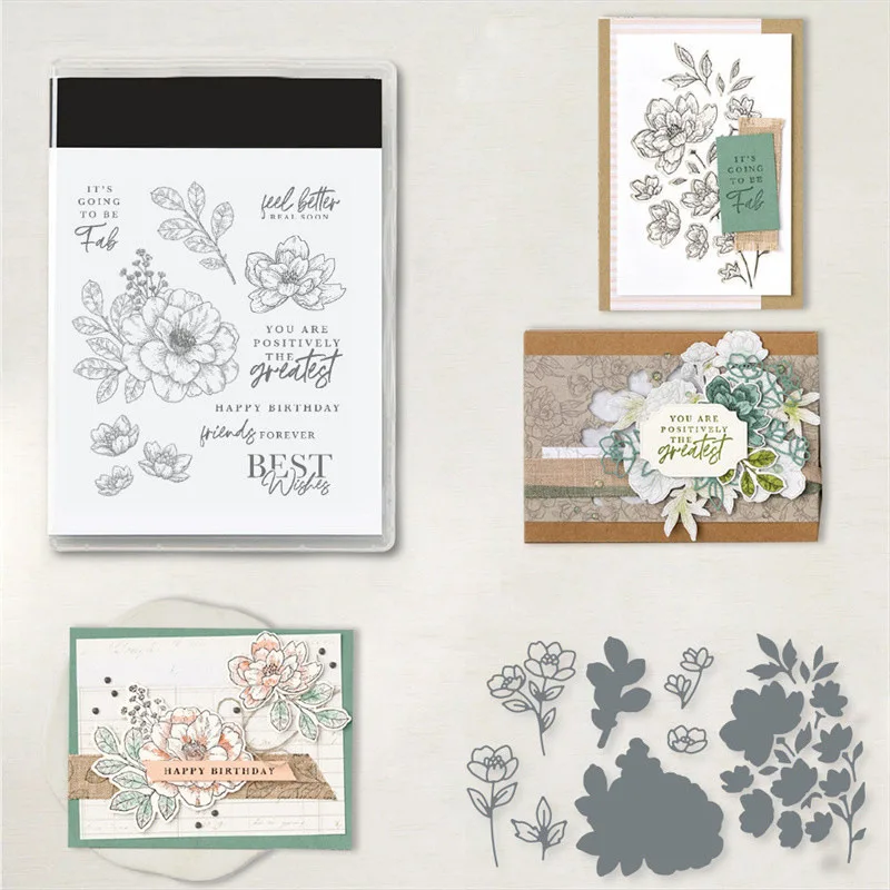 

Flower Plant Logo Decoration Pattern Stamps for Scrapbooking Card Making Album Diy Decoration Transparent Stamps Craft 14cm*14cm