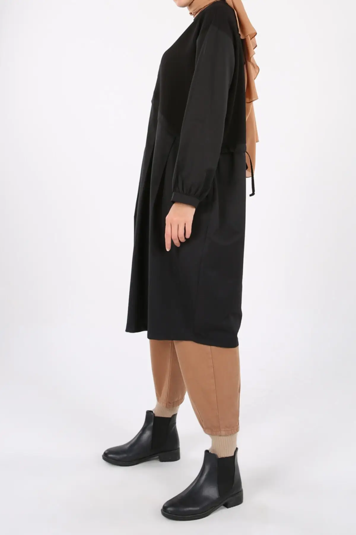 

Black topped Pleated Tunic Sweater Muslim Tunic 2021 Fashion