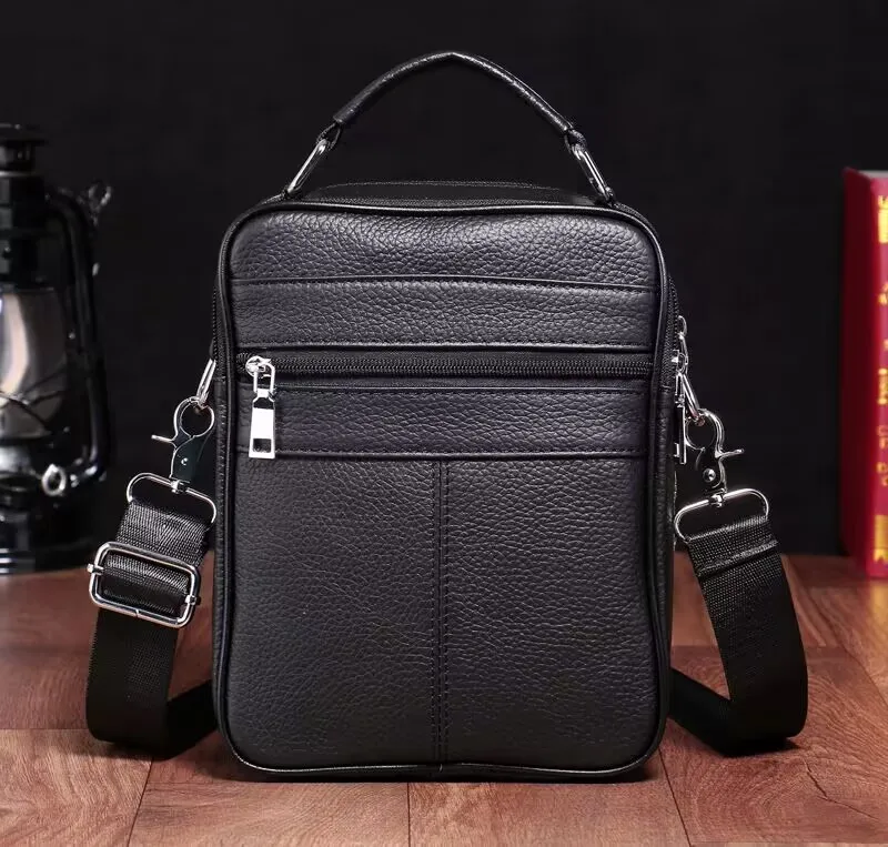 Men's Genuine Leather Handbag Male Black Shoulder Bag Fashion Messenger Bags Men's Bags Casual Crossbody Man Handbags