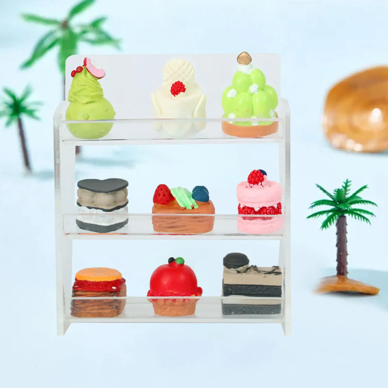 

Шкаф для тортов для кукольного домика 1:12, многофункциональный фотореквизит, искусственная витрина для микро-ландшафта для ресторана и кухни