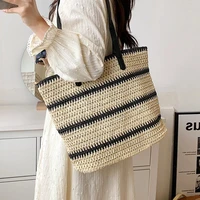 hand woven womens shoulder handbag bohemian 2022 big summer high capacity straw beach tote bag travel shopper weaving bags purs