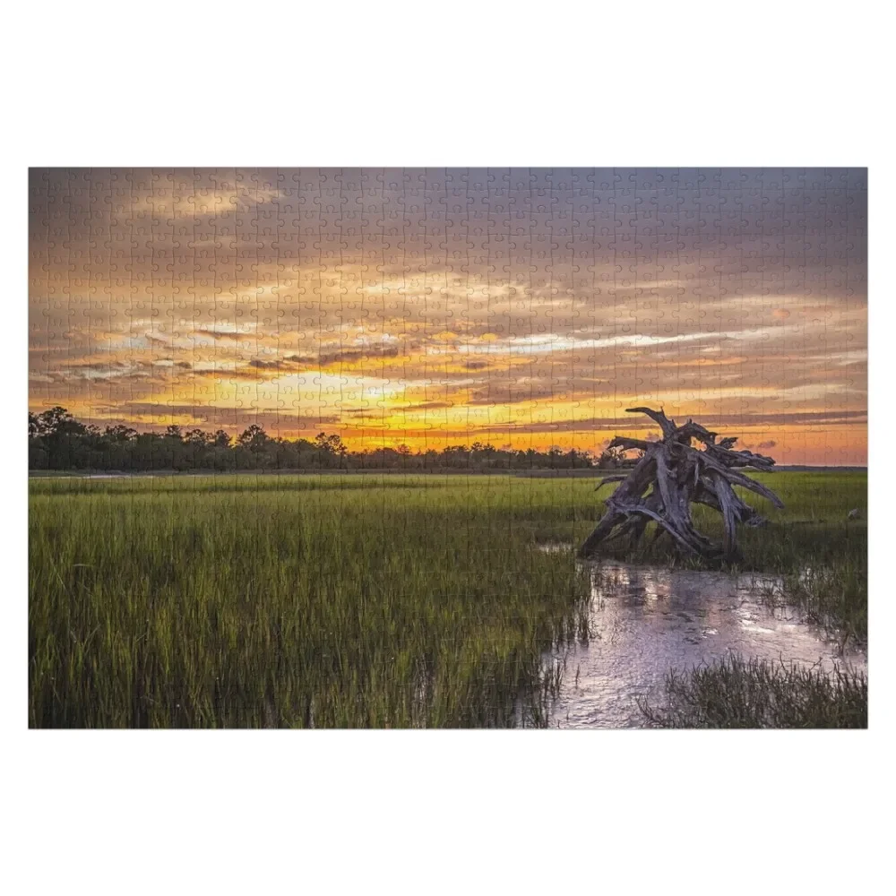Lowcountry - Salt Marsh at Sunset in South Carolina Jigsaw Puzzle Деревянные головоломки для взрослых Фото