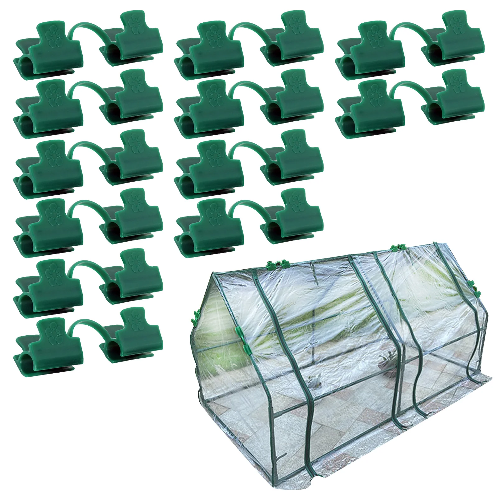 

12Pcs Greenhouse Clamps Film Row Cover Netting Tunnel Hoop Clip Frame Shading Net Rod Clip For Season Plant Extension Support