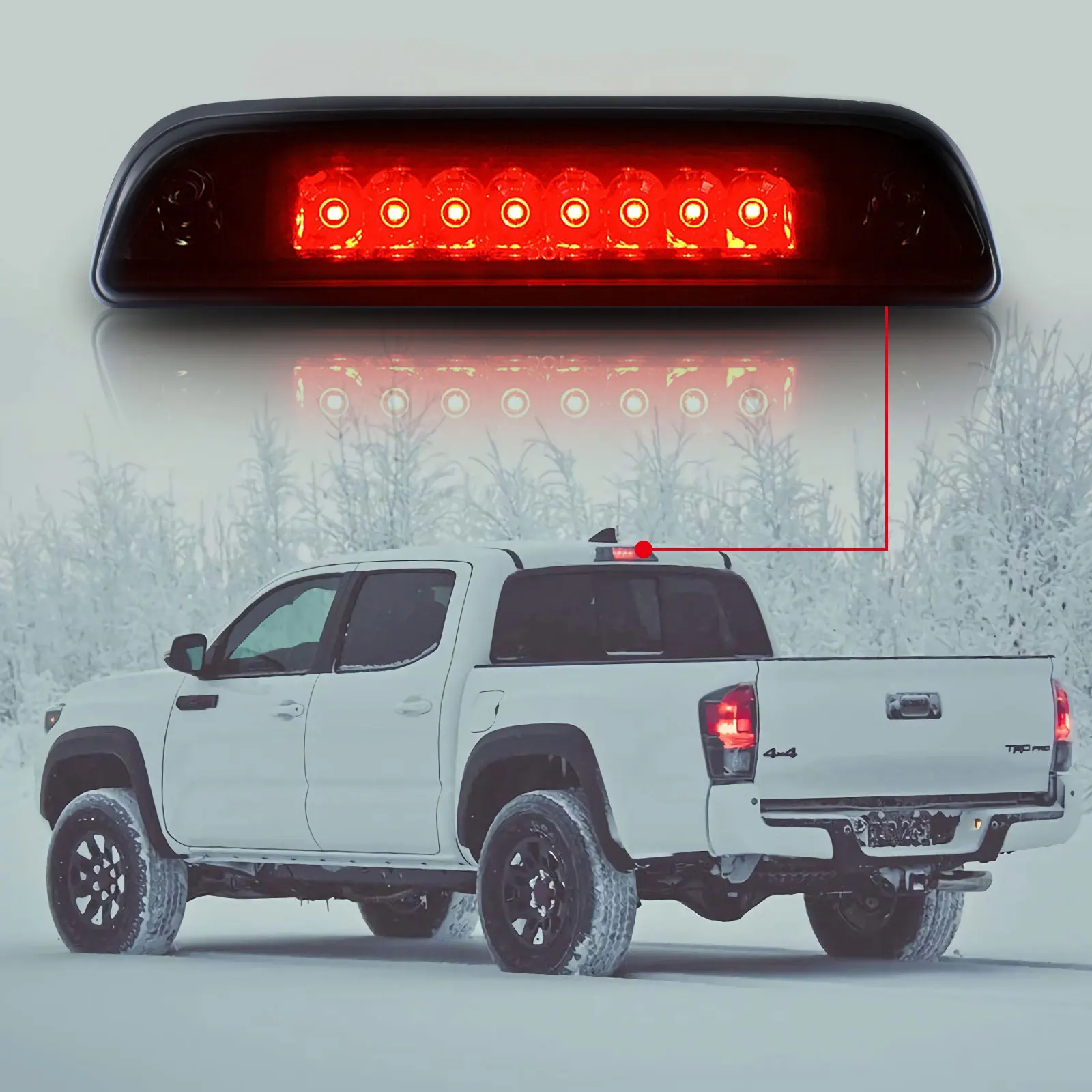 

LED Third Brake Light Car Black High Mount Stop Lights Rear Tail Cargo Stop Lamp For 95-17 TOYOTA TACOMA PICK-UP Smoke Lens 1996