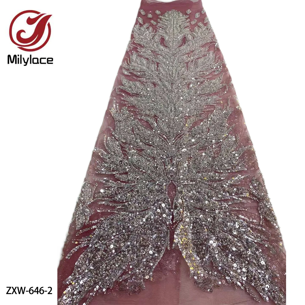 Ткань с блестками кружевная вышивкой для свадебного платья ZXW-646 - купить по