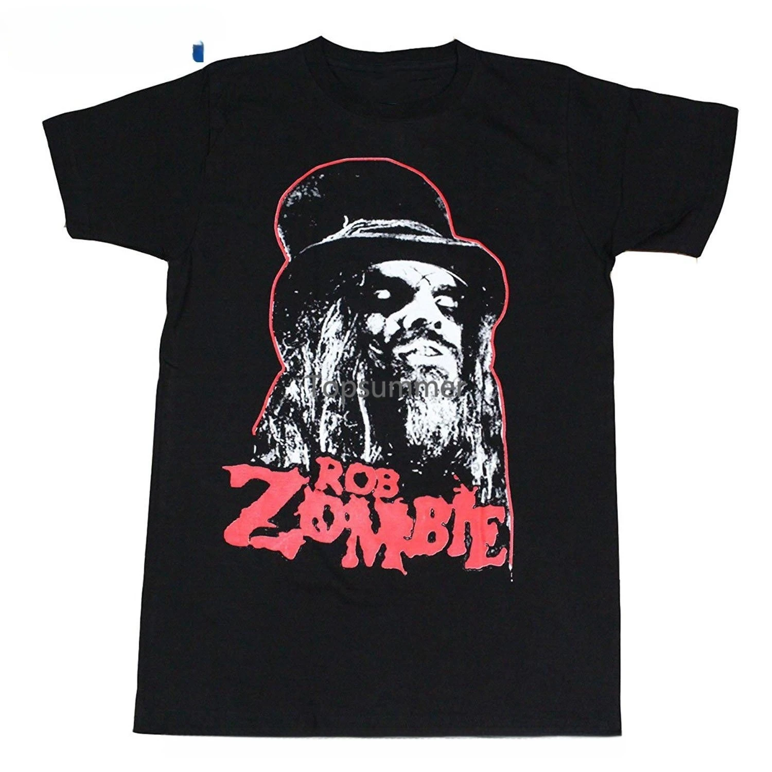 Брендовая Новинка 2017, Мужская хлопковая футболка с Робом Зомби, Мужская черная футболка с красным логотипом