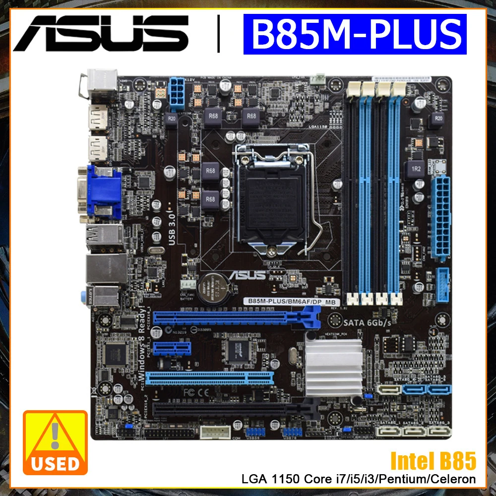 

ASUS B85M PLUS BM6AF DP_MB Motherboard 1150 Motherboard DDR3 Support Core i3 i5 i7 CPU Intel B85 SATA3 USB3.0 VGA HDMI Micro-ATX