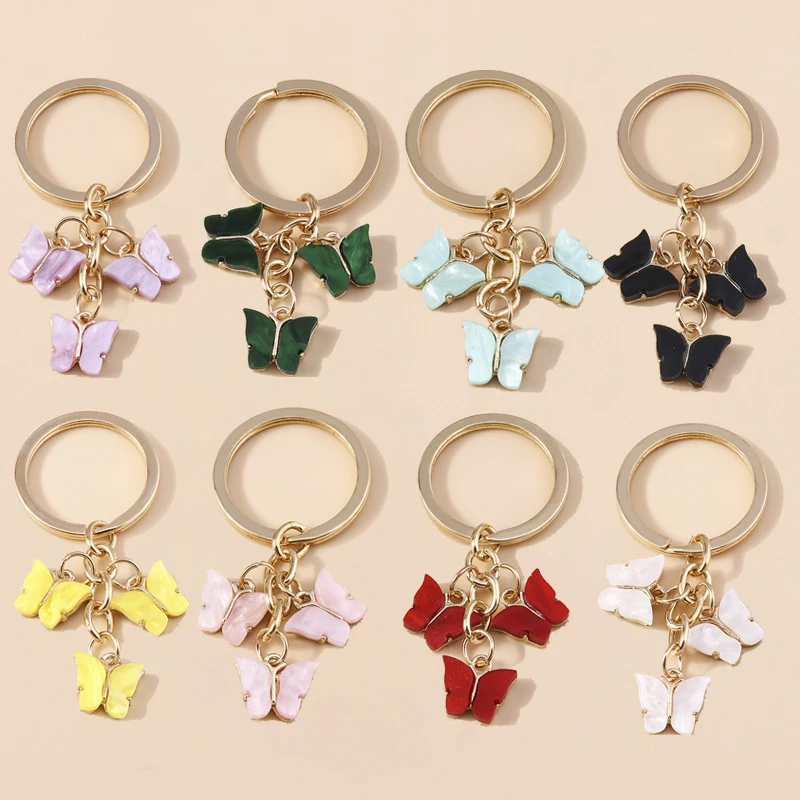

Cute Enamel Butterfly Keychain for Women Girl Animal Keyring Pendants Car Key Holder Handbag Decor DIY Key Chain Jewelry Gifts