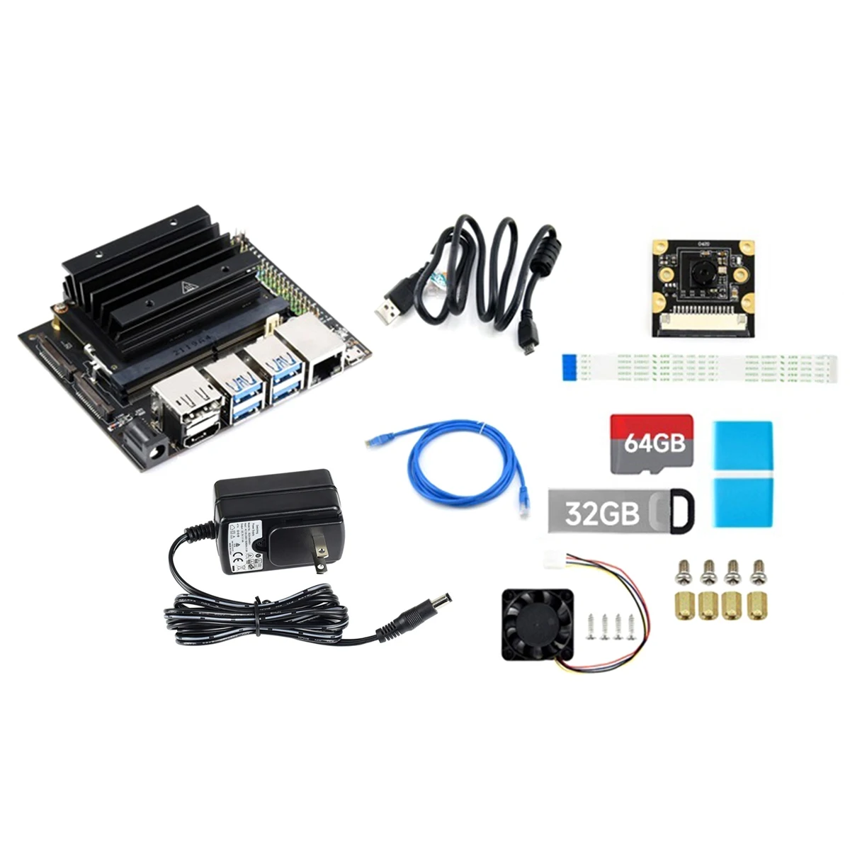 

For Jetson Nano 4GB+16GB EMMC AI Development Board Kit (B01) with Jetson Nano Core Board+800W Camera Kit+Fan(US Plug)
