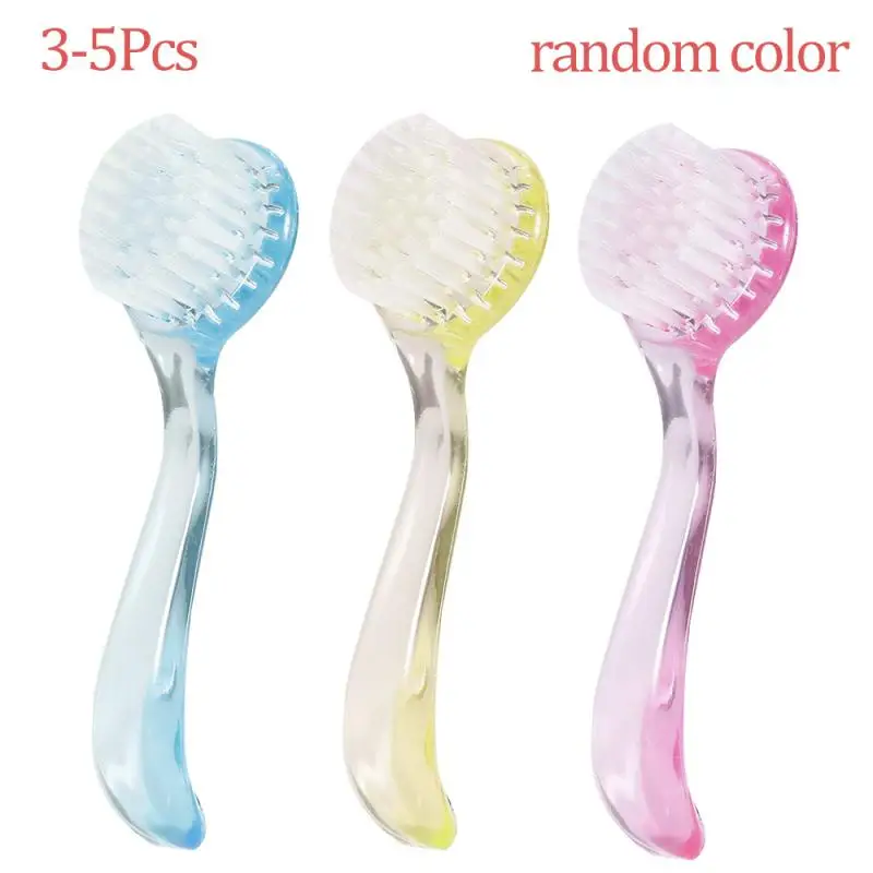 

3/5Pcs Nail Brush Make Up Washing Nail Art Dust Round Head Powder Clean Brush With Cap Pedicure Manicure Tools Random Color